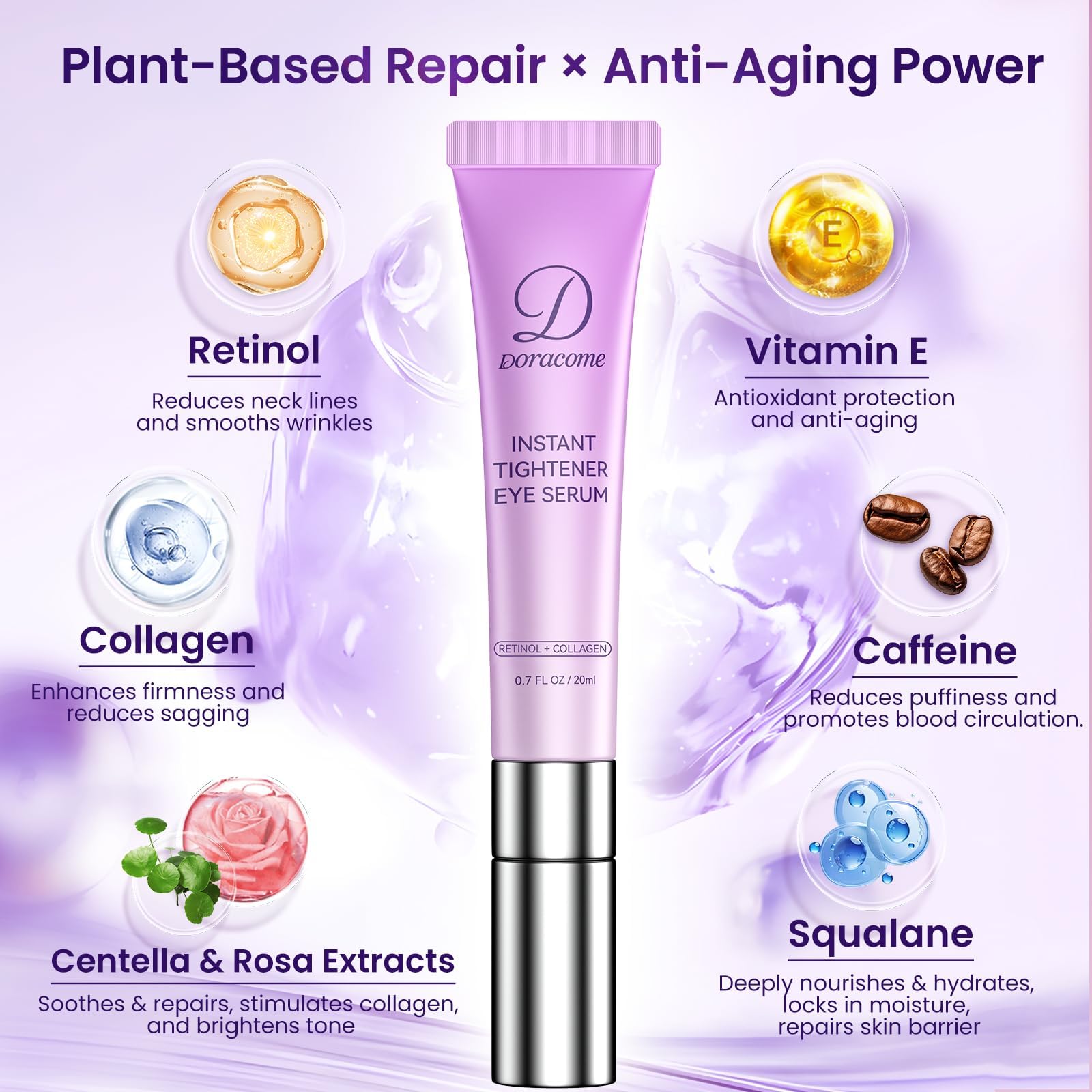 Doracome Caffeine & Retinol Eye Serum – Hydrating Under-Eye Care (0.67 fl oz)