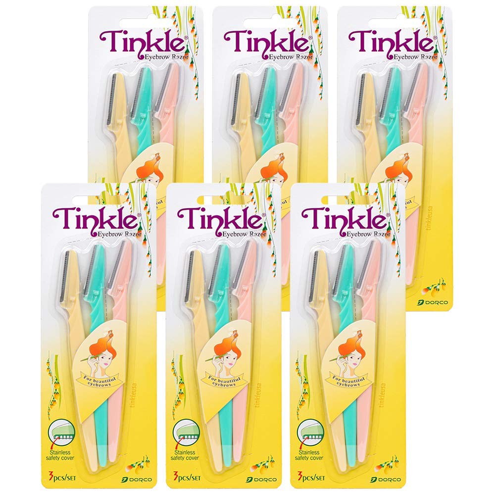 DORCO Tinkle Dermaplaning Tool 18ct – Safe Dermaplane Razor for Women (6 Packs of 3)
