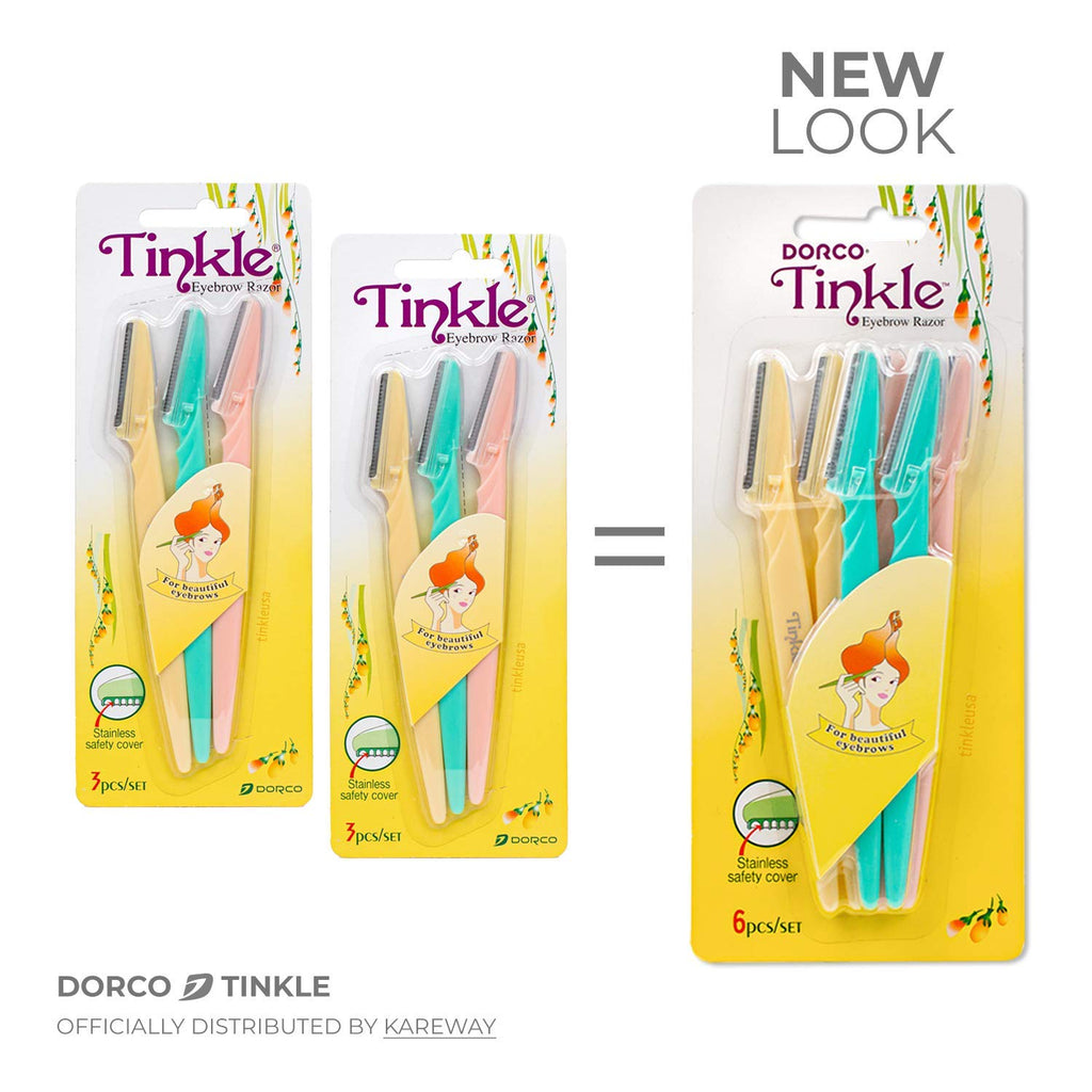DORCO Tinkle Dermaplaning Tool 18ct – Safe Dermaplane Razor for Women (6 Packs of 3)