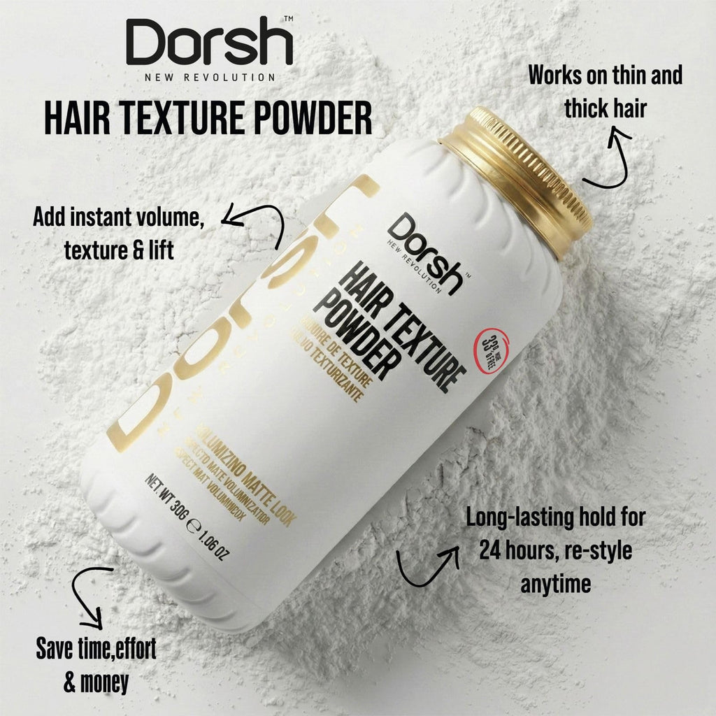 Dorsh Hair Texture Powder for Men – Strong Hold, Matte Finish, No Residue | 33% More Product