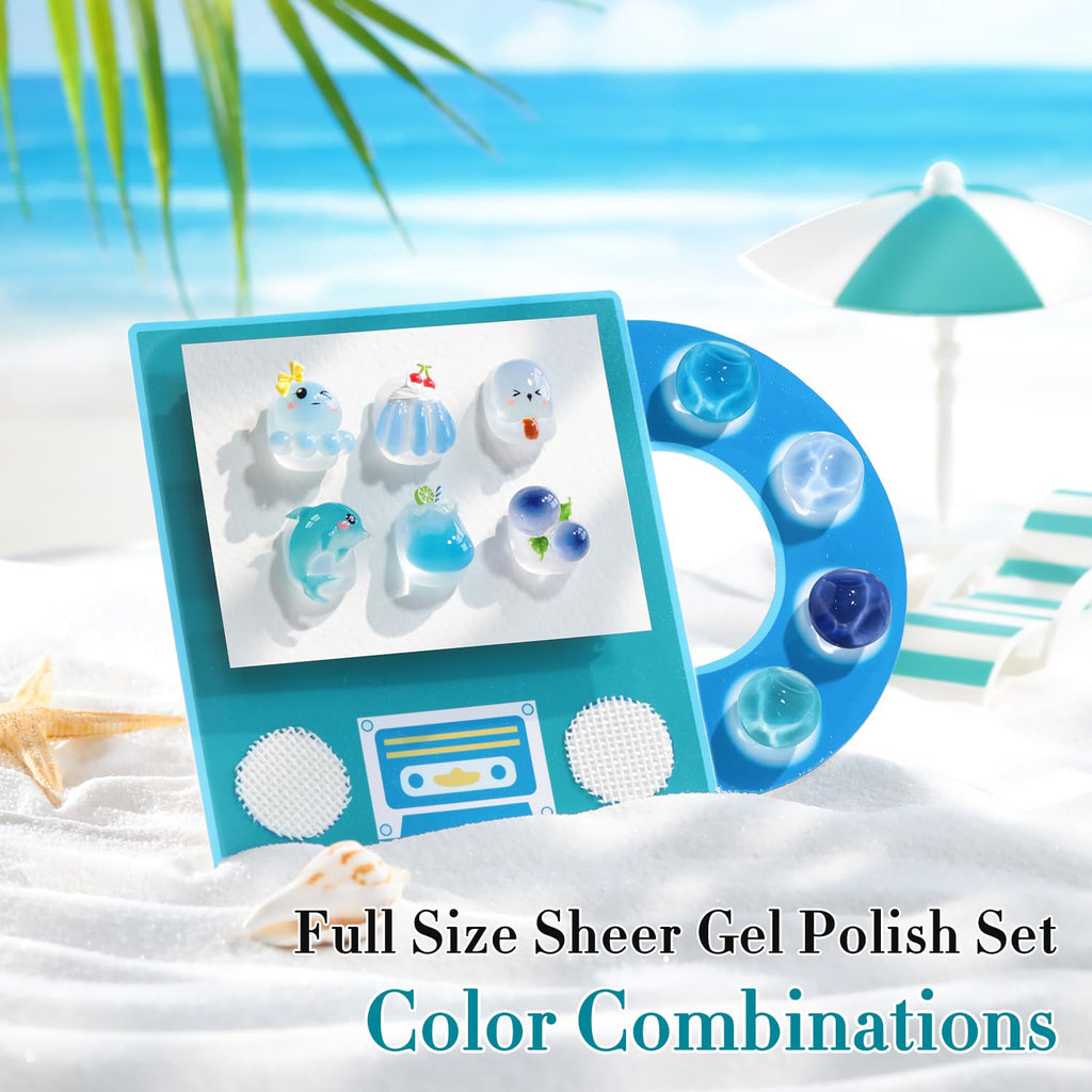 Double Rhythm 6 Pcs 15 ml Gel Polish Set – Navy Jelly Blue Navy-T6-82 | Soak-Off, DIY Manicure