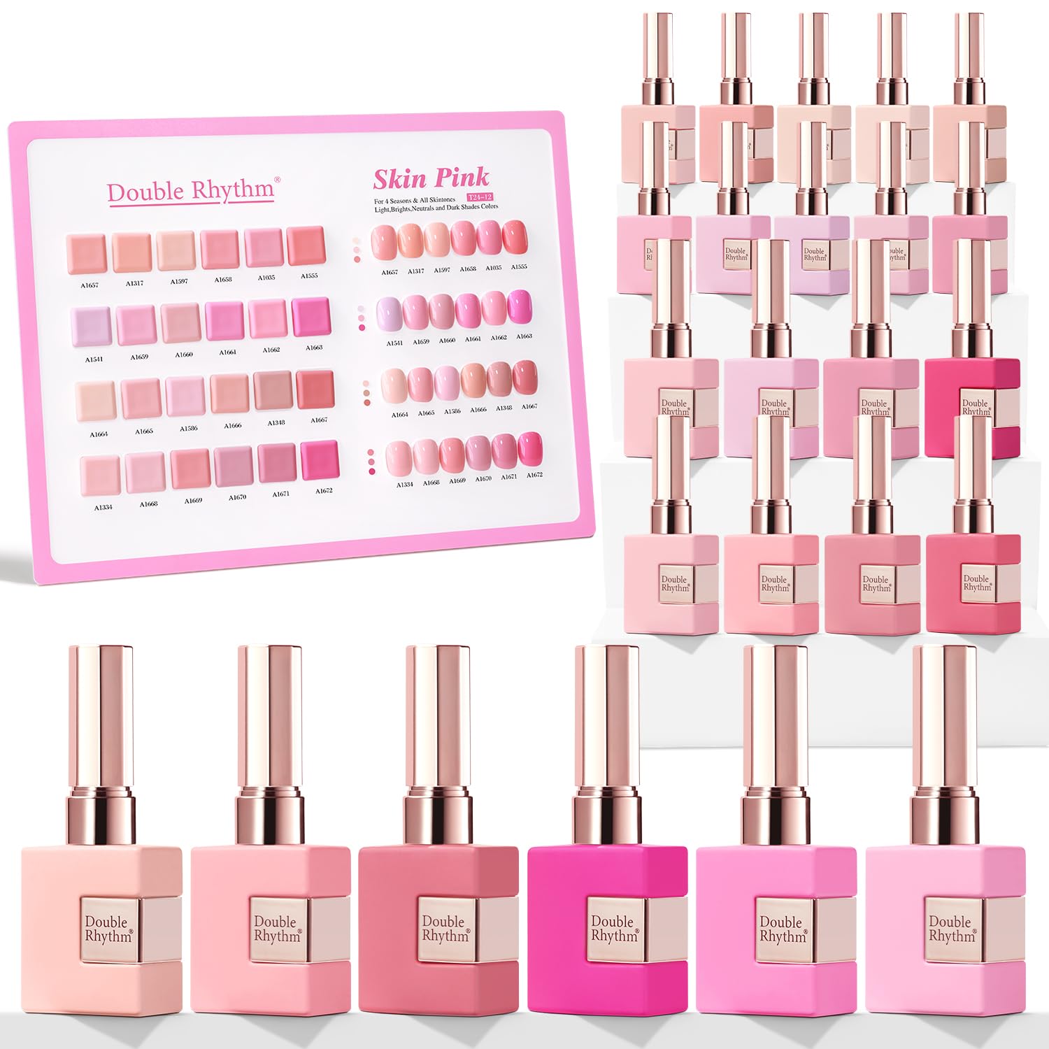 Double Rhythm 28Pcs Gel Nail Polish Set – Neutral Nude Collection T24-12 (0.5oz)