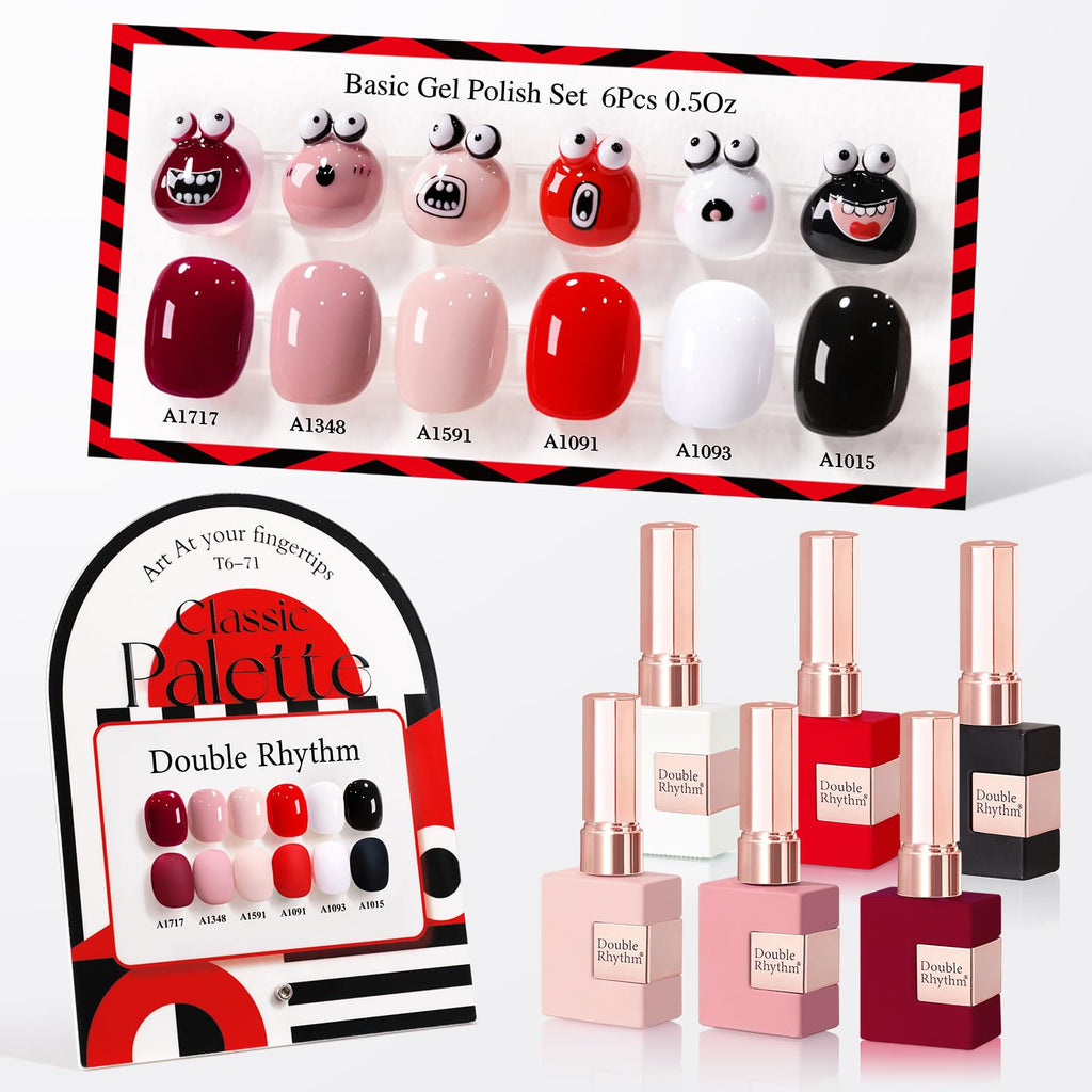 Double Rhythm 6 Pcs 15ml Gel Polish Set – Same Color, Soak Off, DIY Nail Kit