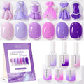 Double Rhythm 6 Pcs HEMA-Free Gel Polish Set – Soak-Off 0.5 oz, Same Color & Bottle (Lilac to Purple)