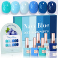 Double Rhythm 6-Pcs 15ml Gel Polish Set – Same Shade Soak-Off Kit for DIY Manicure (Light Blue / Navy / Teal)