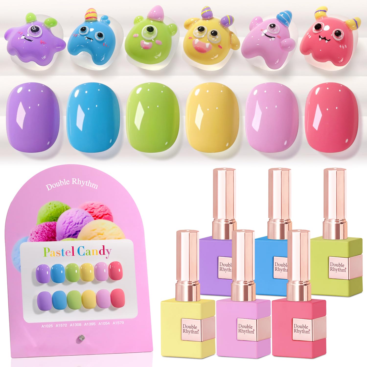 Double Rhythm 6 Pcs 15ml Gel Polish Set – Same Color, Soak Off, UV/LED Cure – At-Home Manicure Kit (Purple to Peach T6-10)