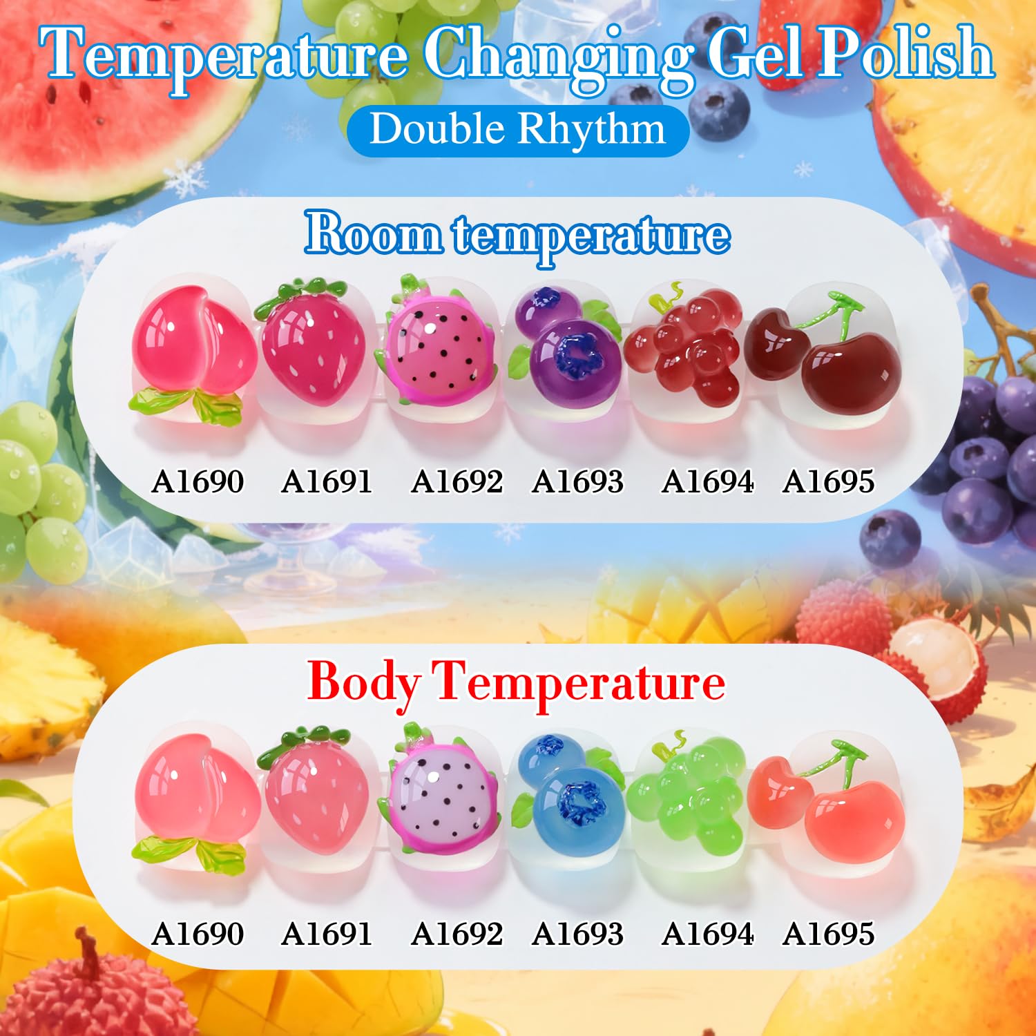 Double Rhythm 6 Pcs 15ml Color-Changing Gel Polish Set – Temperature Shift Nail Kit