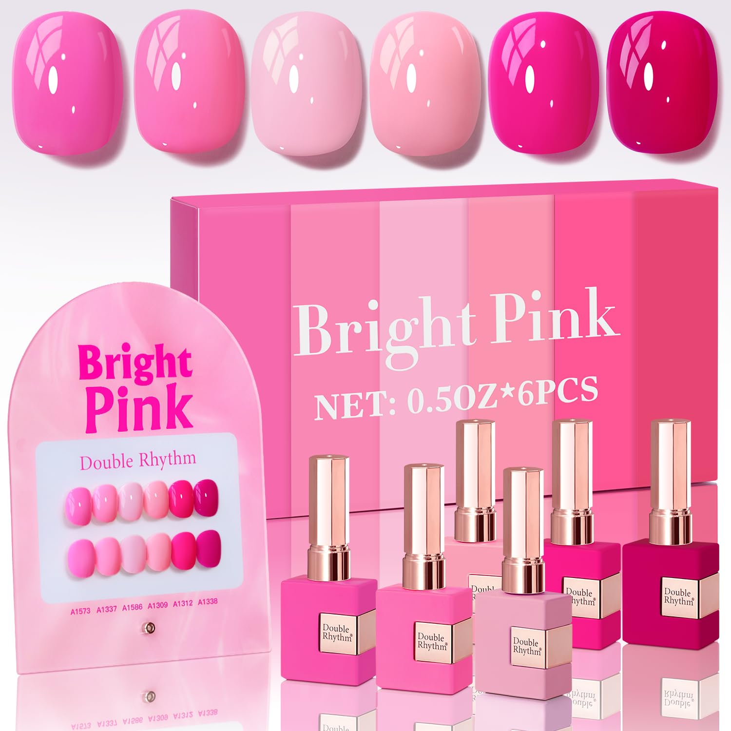 Double Rhythm 6 Pcs 15ml Gel Polish Set – Neon Pink & Purple (T6-13) Soak-Off Kit