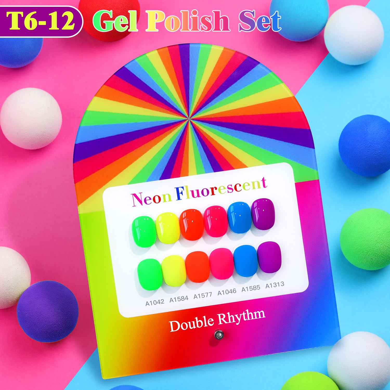 Double Rhythm 6 Pcs Gel Polish Set – 15ml, Same Color, Soak-Off, Neon Collection