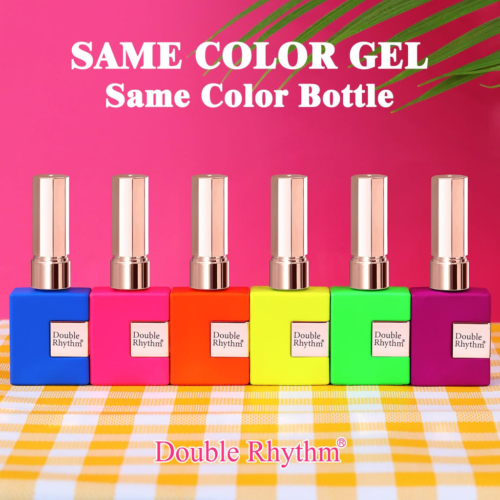 Double Rhythm 6 Pcs Gel Polish Set – 15ml, Same Color, Soak-Off, Neon Collection