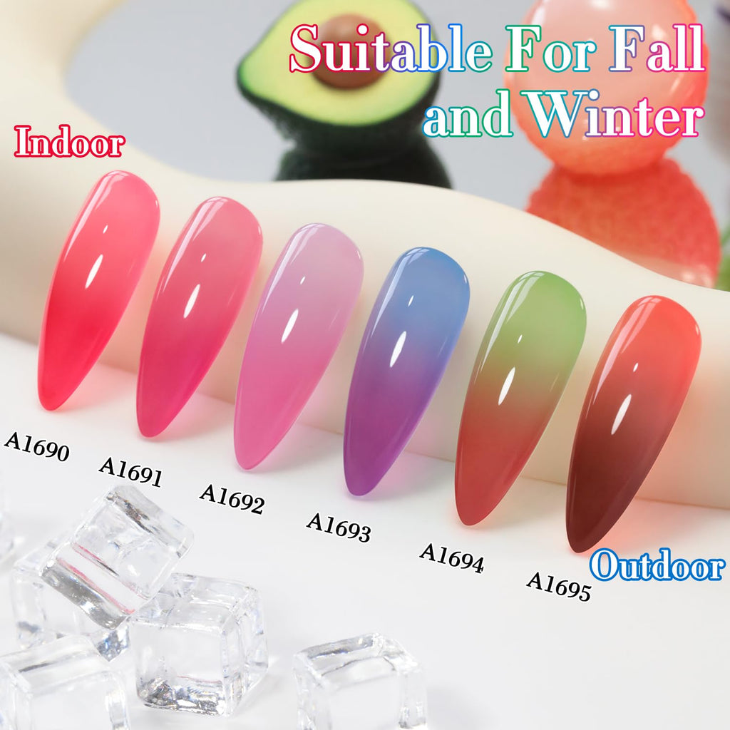 Double Rhythm 6 Pcs 15ml Color-Changing Gel Polish Set – Temperature Shift Nail Kit