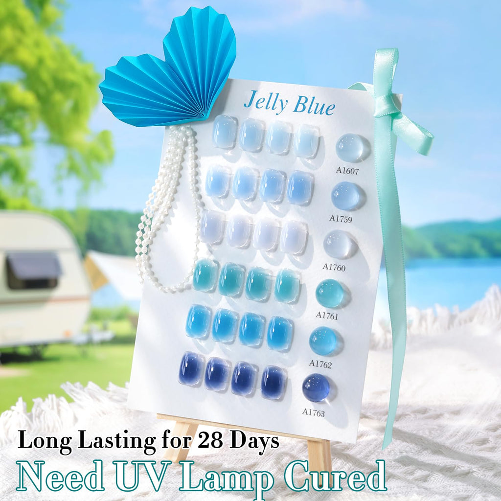Double Rhythm 6 Pcs 15 ml Gel Polish Set – Navy Jelly Blue Navy-T6-82 | Soak-Off, DIY Manicure