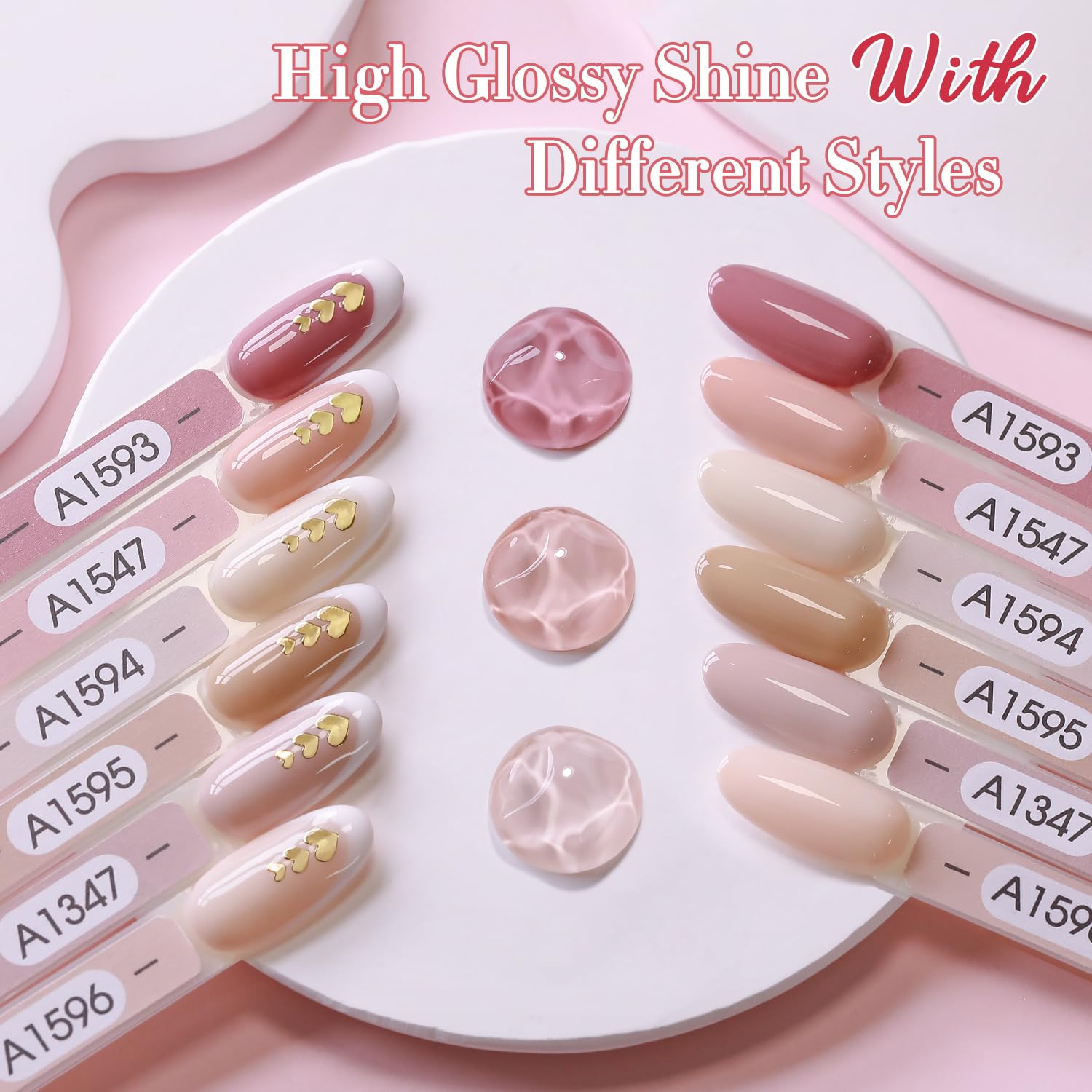 Double Rhythm 6 Pcs 15ml Gel Polish Set – Same Color, Soak-Off Kit (Light Dark Nude Beige Cream Pink T6-18)