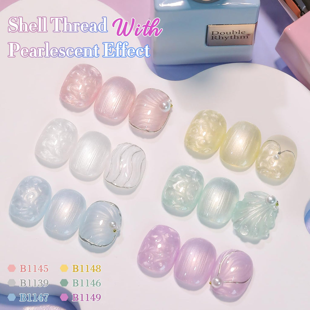 Double Rhythm 6 Pcs 15ml Gel Polish Set – Soak-Off Nail Kit (Pearl Pink to Purple)