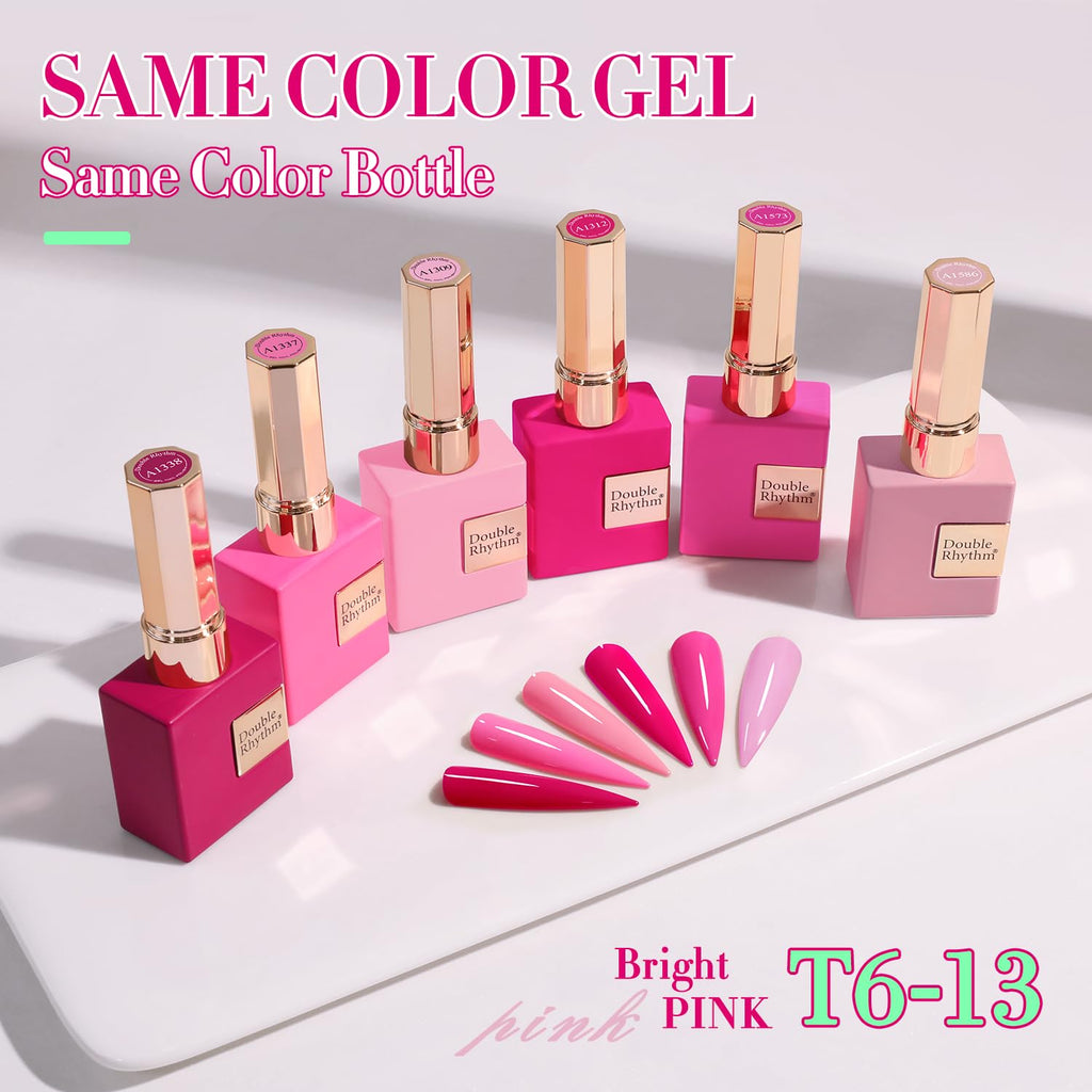 Double Rhythm 6 Pcs 15ml Gel Polish Set – Neon Pink & Purple (T6-13) Soak-Off Kit