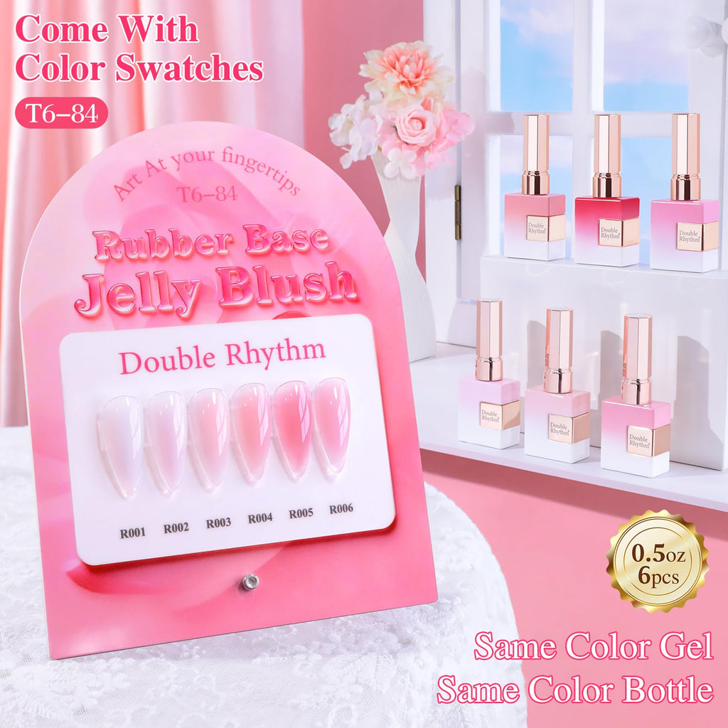 Double Rhythm 6 Pcs 15ml Gel Polish Set – Milky Nude Pink T6-84