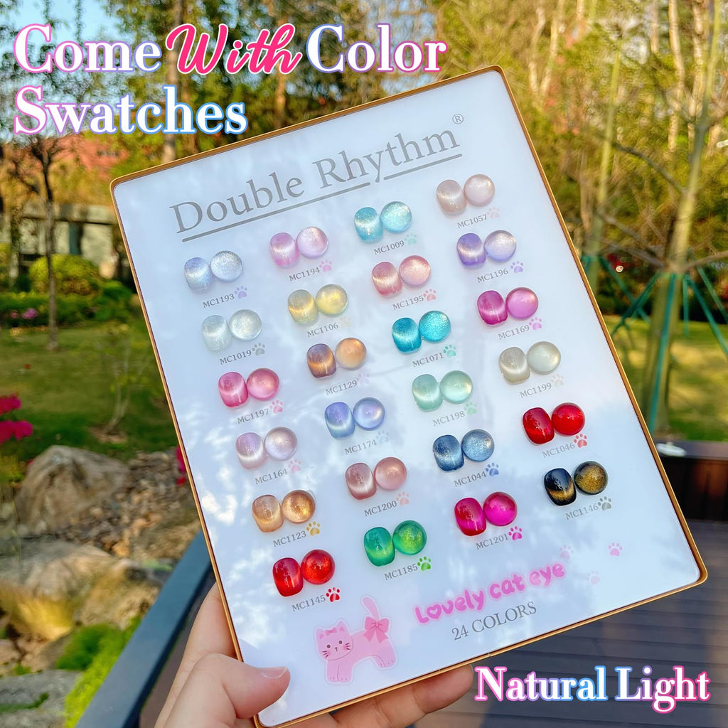 Double Rhythm 28Pcs Cat Eye Gel Nail Polish Set — 0.5oz Magnetic, Soak-Off Kit for Home Manicure