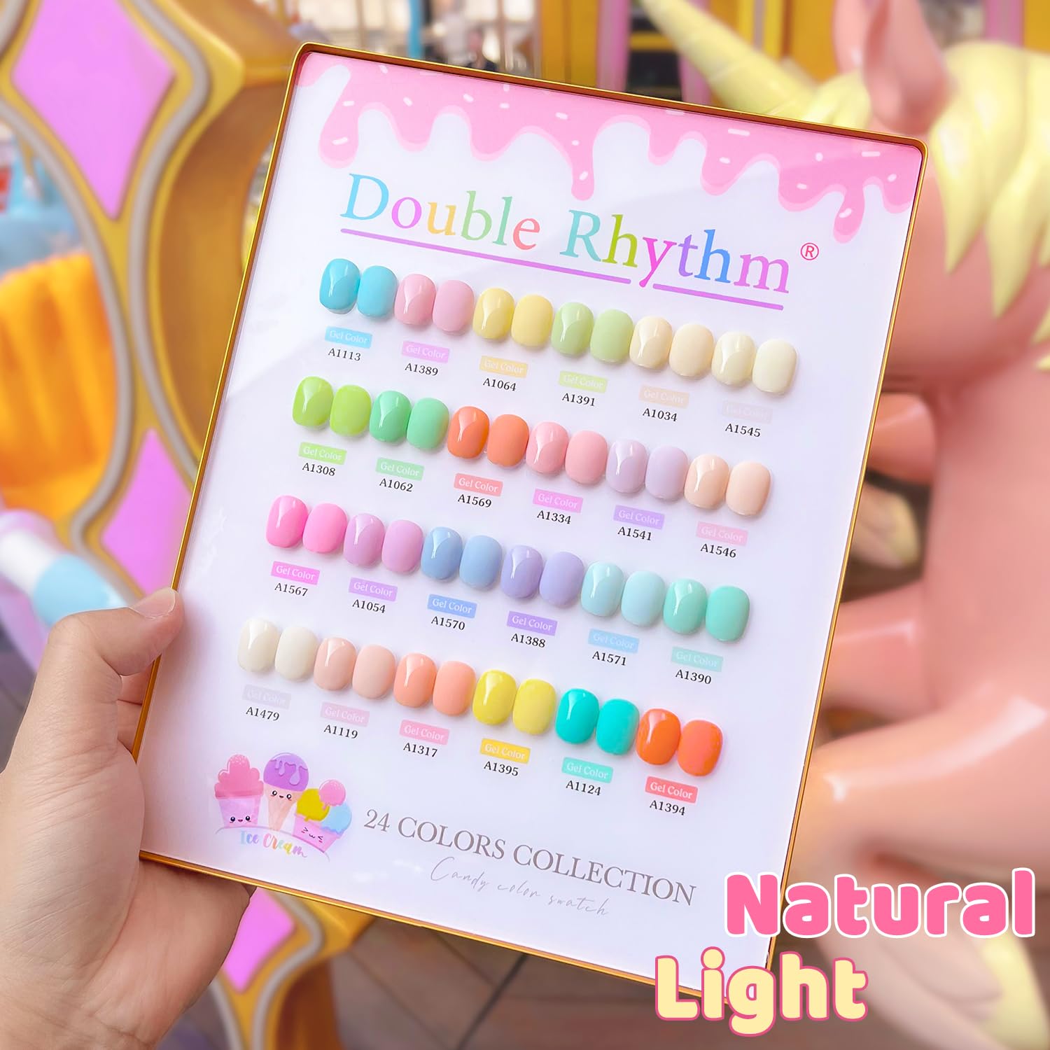 Double Rhythm 28Pcs Gel Nail Polish Set – Pastel Candy Collection T24-5 (0.5oz)