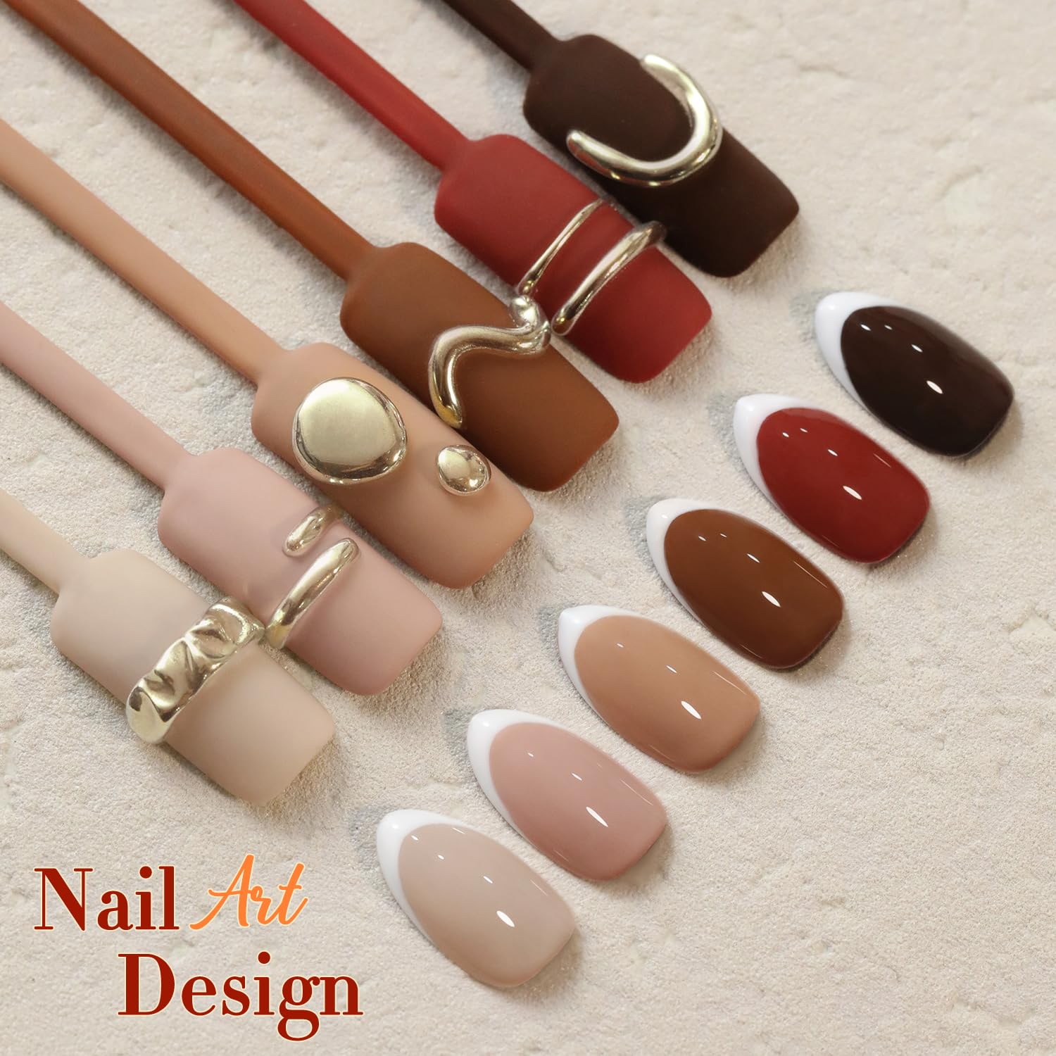 Double Rhythm 6 Pcs Gel Polish Set – 15ml, Soak Off, Same Color For Home Manicure (Coffee Brown to Pink)