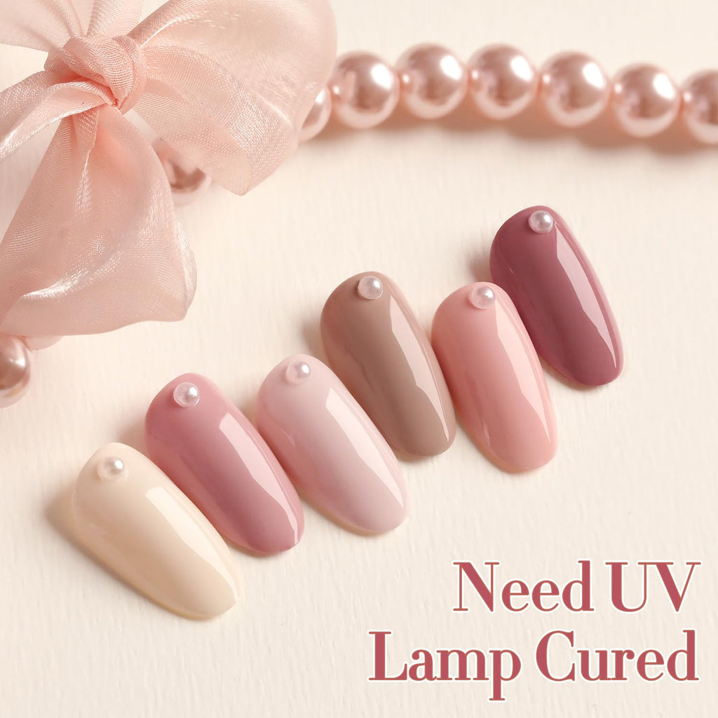 Double Rhythm 6 Pcs 15ML Gel Polish Set — Same Color, Same Bottle, Soak Off (Light/Dark/Nude/Pink/Beige-T6-17)