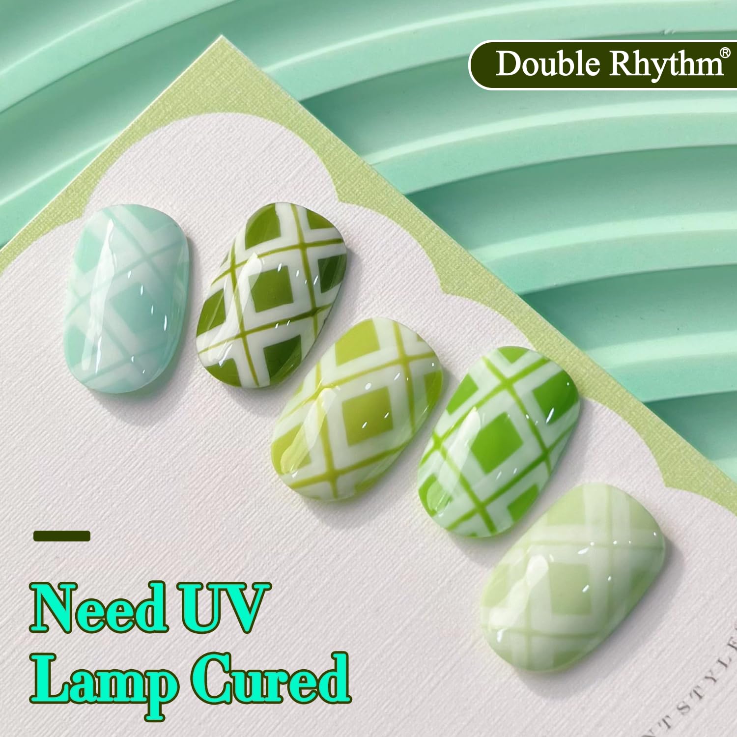 Double Rhythm 6 Pcs Gel Polish Set – 15ml Each in Light Dark Green Olive Teal