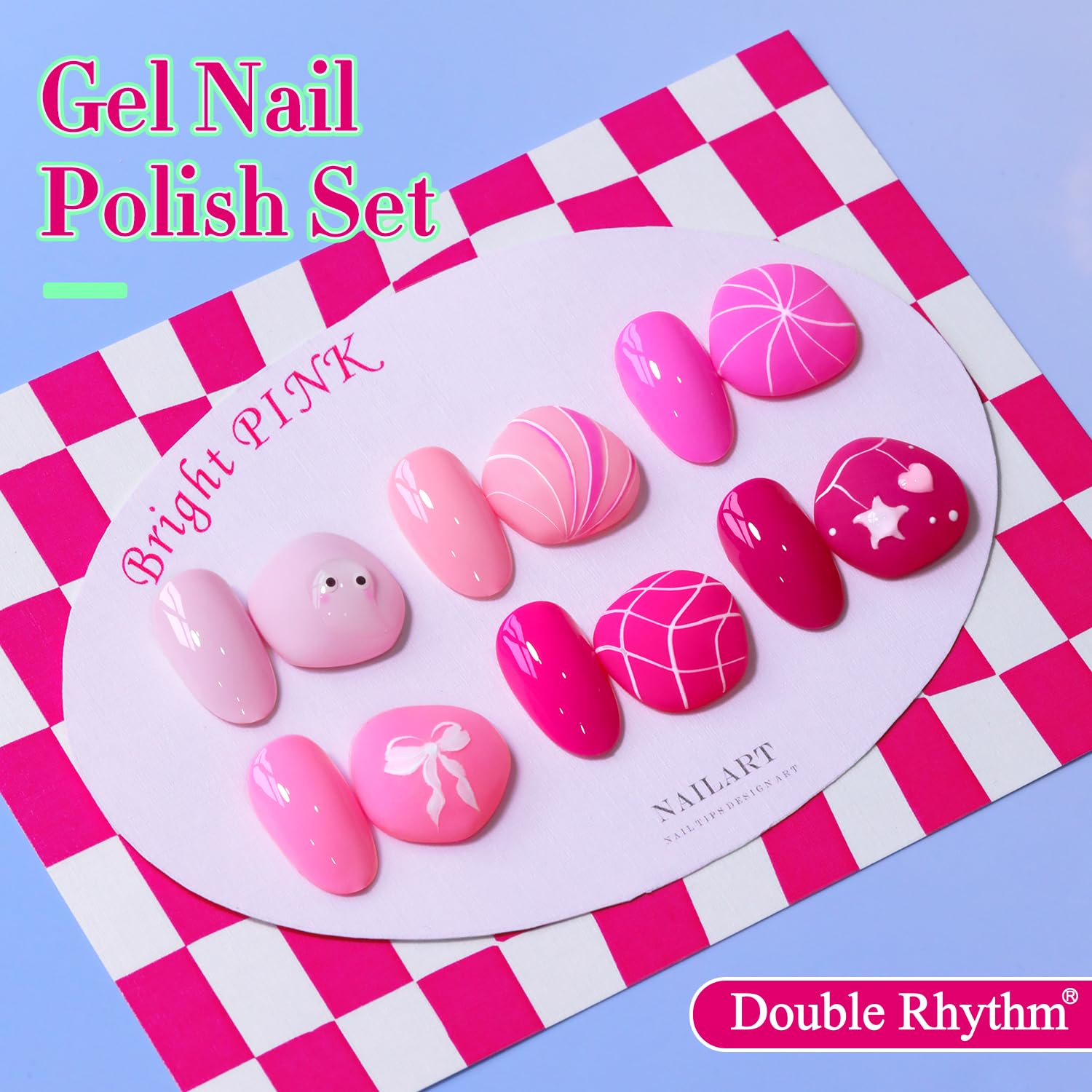 Double Rhythm 6 Pcs 15ml Gel Polish Set – Neon Pink & Purple (T6-13) Soak-Off Kit
