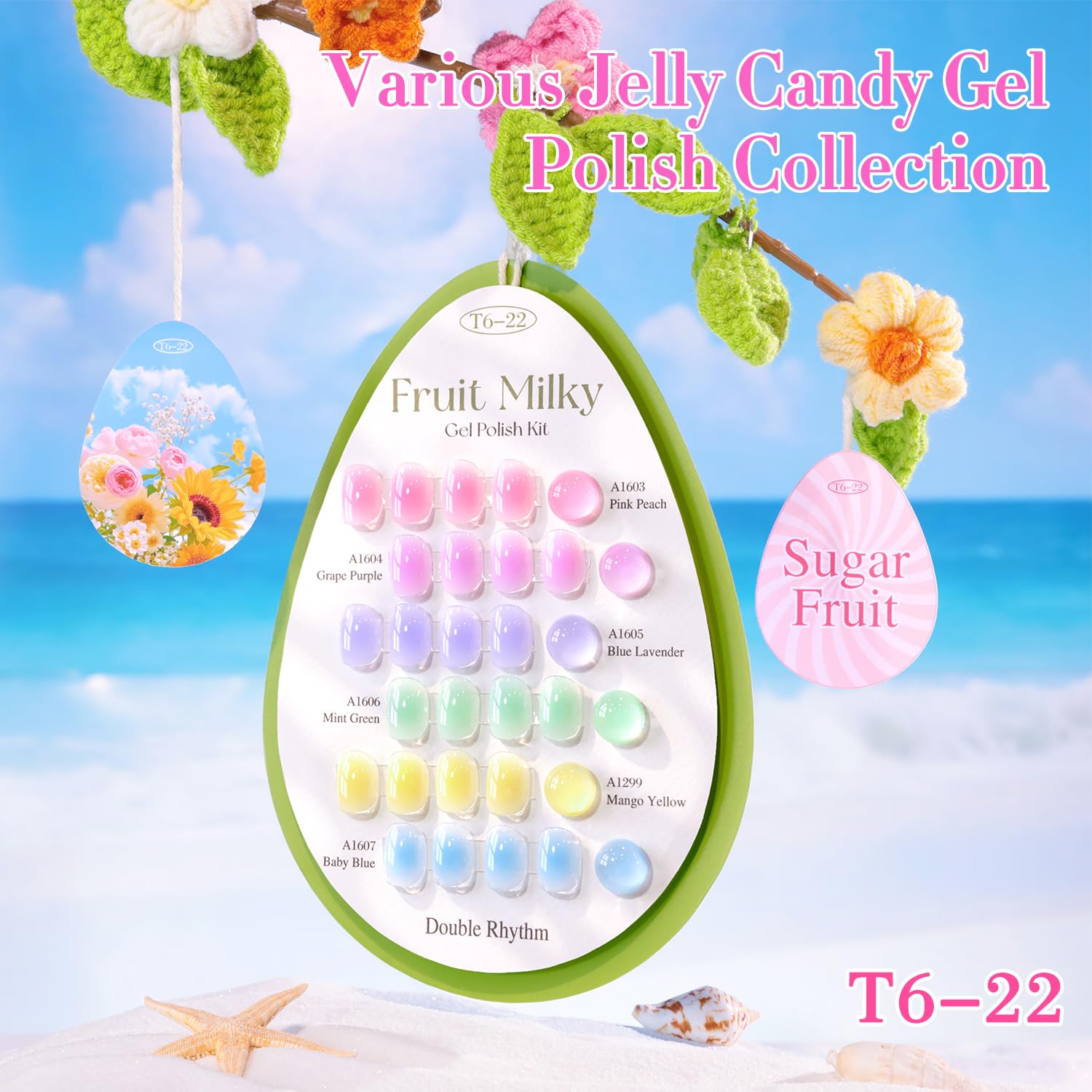 Double Rhythm 6-Pcs 15ml Gel Polish Kit – Same Color, Same Bottle, Soak-Off