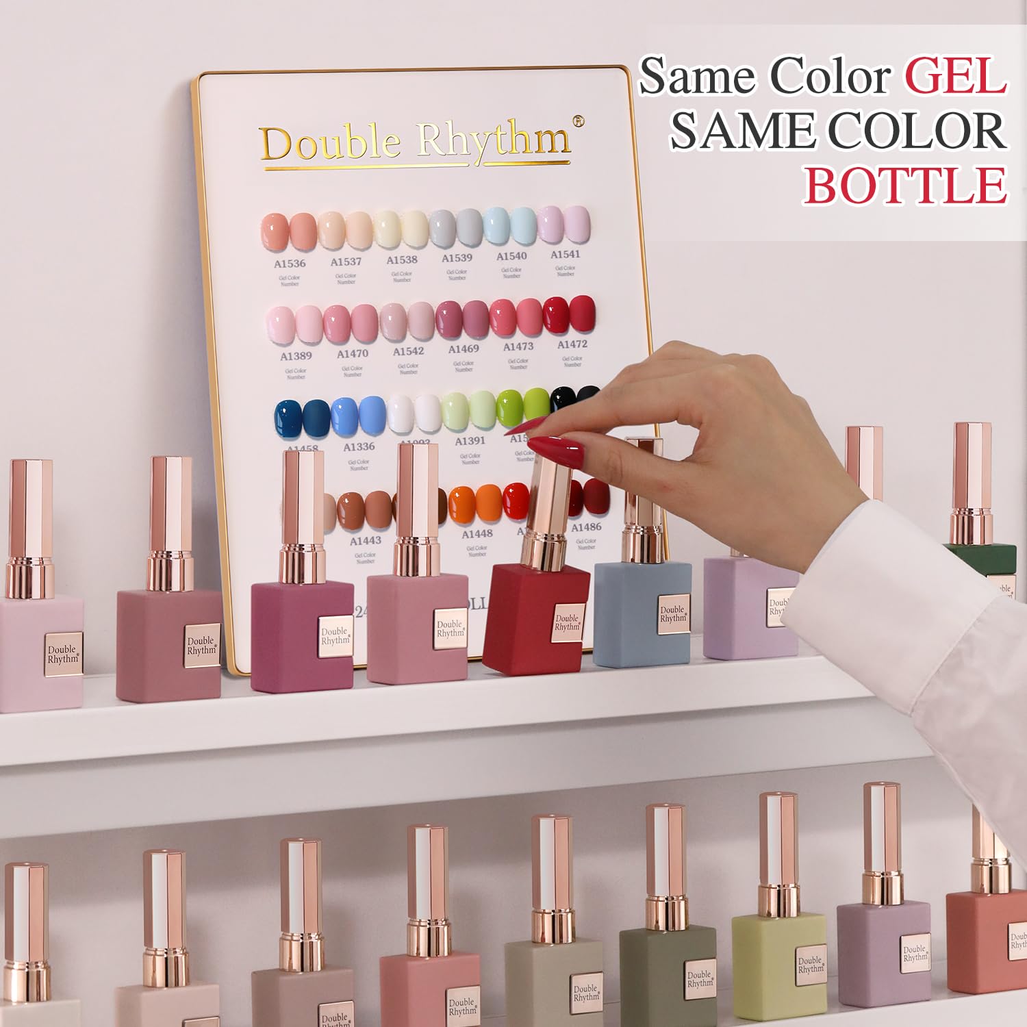 Double Rhythm 28Pcs Gel Nail Polish Set – White Pink Collection (0.5oz)