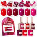 Double Rhythm 6 Pcs Gel Polish Set 15ml – Burgundy Cherry Rose Purple (T6-73) | Soak Off UV/LED Gel Nail Polish Kit