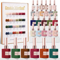 Double Rhythm 28Pcs Gel Nail Polish Set – Burgundy & Green Collection, Soak-Off Gel Polish Kit for At-Home Manicures
