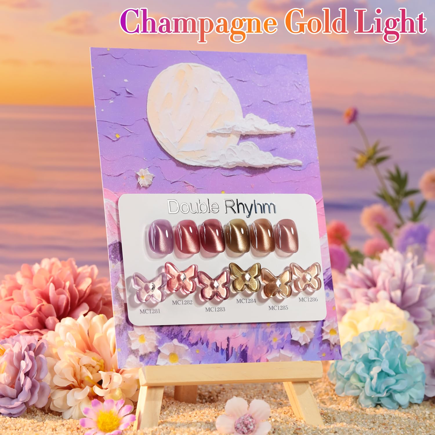 Double Rhythm Cat Eye Gel Polish Set – 6-Piece Rose Shimmer Magnetic UV Kit