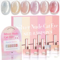 Double Rhythm Cat Eye Gel Nail Polish Set – 6 Same-Color Bottles, 0.5 oz, Magnetic Holographic Shimmer