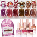 Double Rhythm Cat Eye Gel Polish Set – 6-Piece Rose Shimmer Magnetic UV Kit