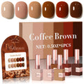 Double Rhythm 6 Pcs Gel Polish Set – 15ml, Soak Off, Same Color For Home Manicure (Coffee Brown to Pink)