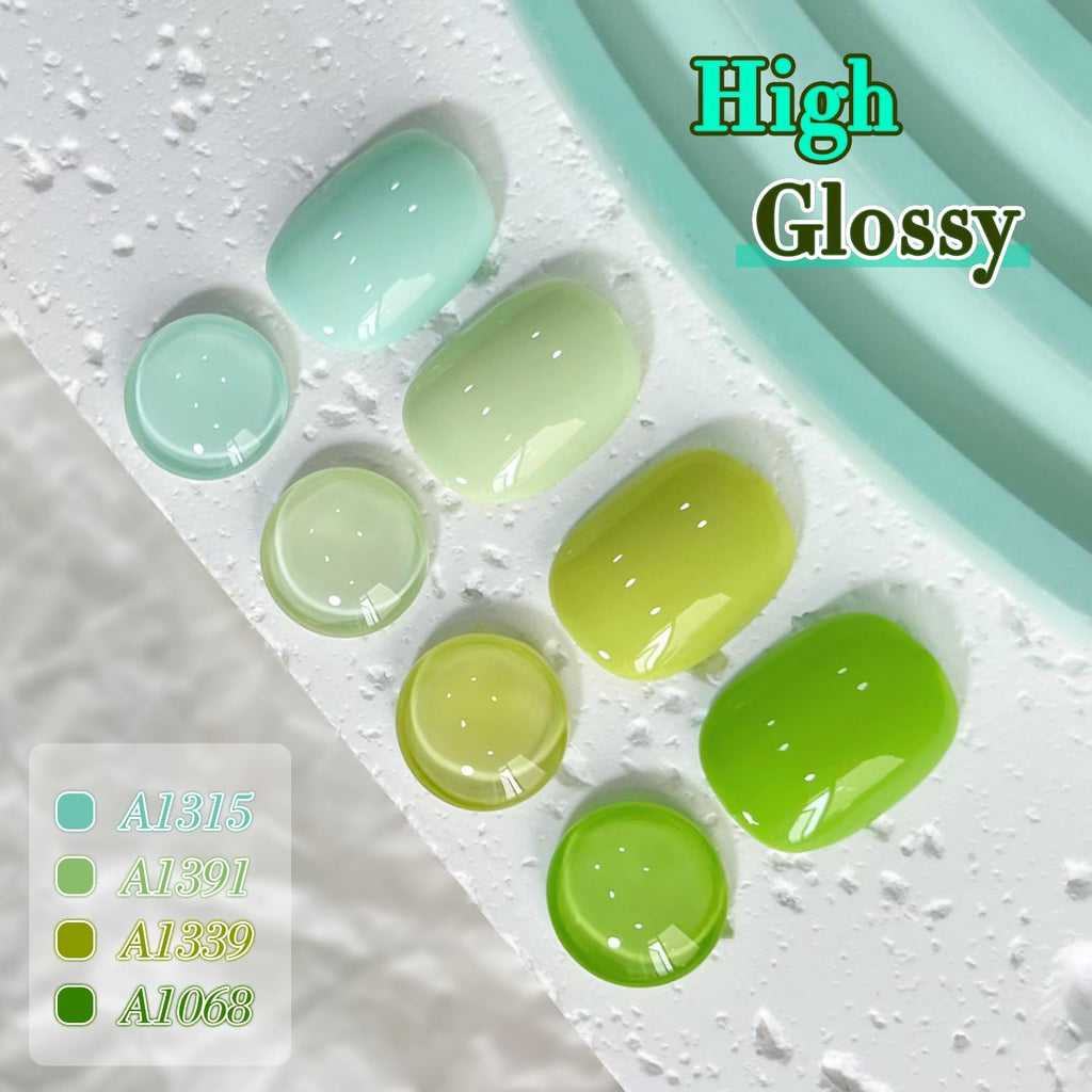 Double Rhythm 6 Pcs Gel Polish Set – 15ml Each in Light Dark Green Olive Teal