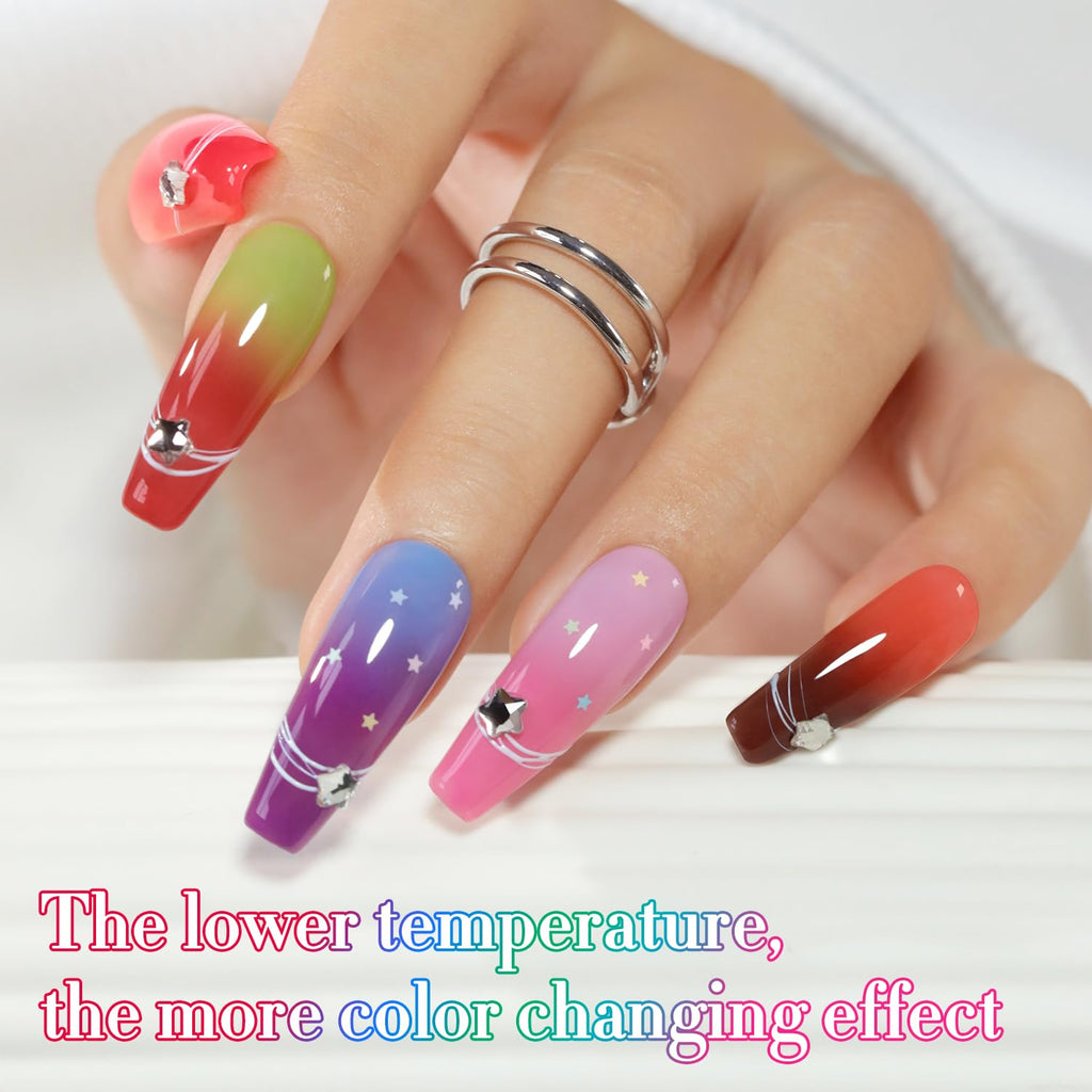 Double Rhythm 6 Pcs 15ml Color-Changing Gel Polish Set – Temperature Shift Nail Kit
