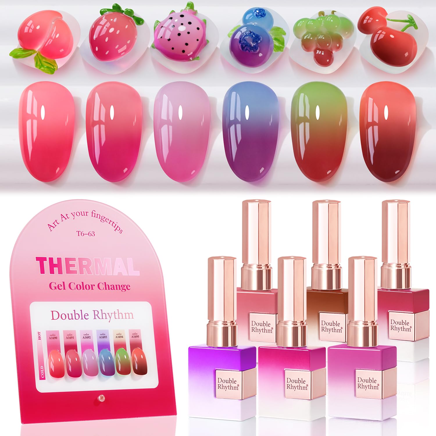 Double Rhythm 6 Pcs 15ml Color-Changing Gel Polish Set – Temperature Shift Nail Kit