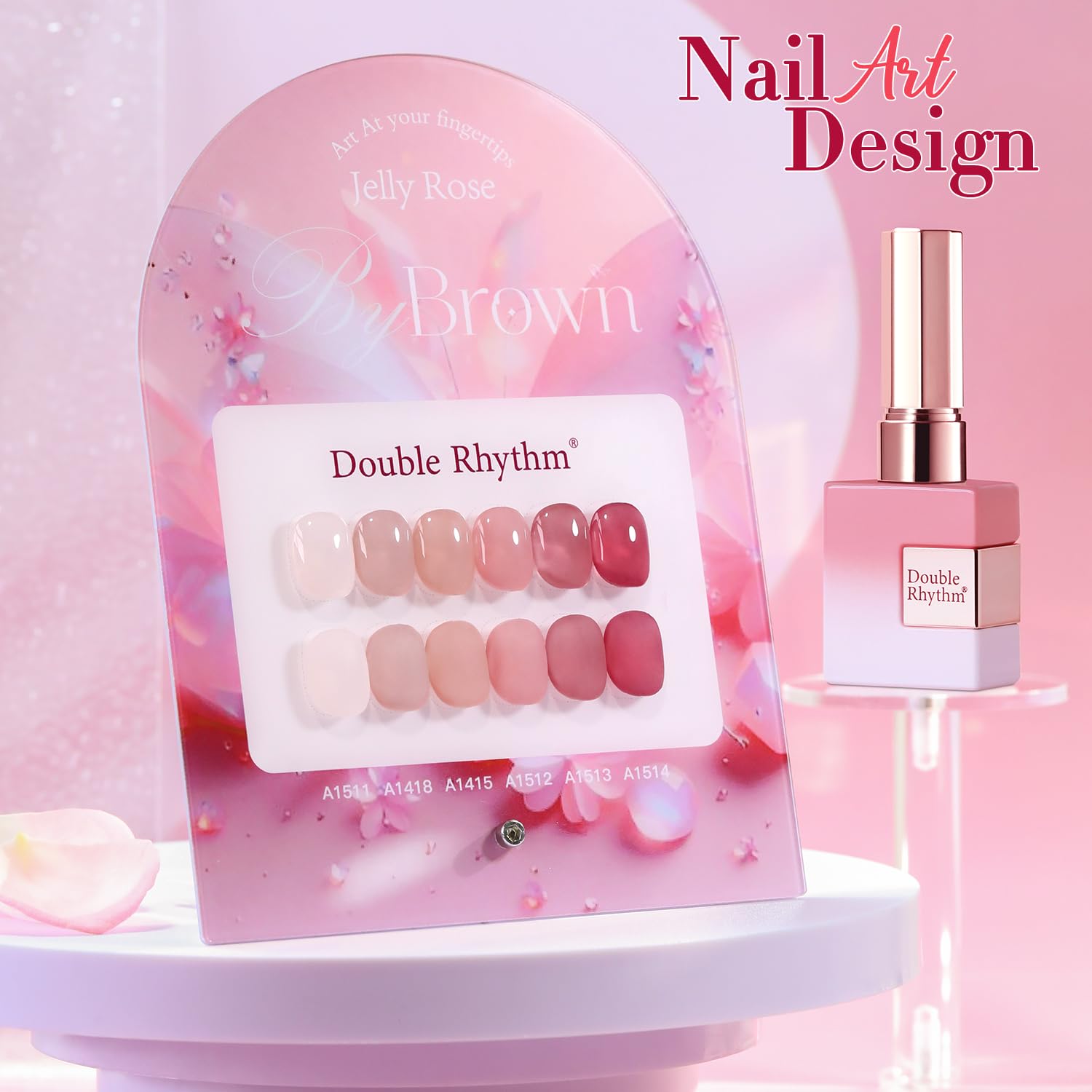Double Rhythm 6 Pcs 15ml Gel Polish Set – Soak-Off, Jelly Translucent Rose Pink & Burgundy Red (T6-2)