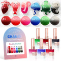 Double Rhythm 6 Pcs 15ml Gel Polish Set – Color-Changing Soak-Off Nail Kit for Home Manicures (Burgundy, Blue, Green, Pink, Purple)
