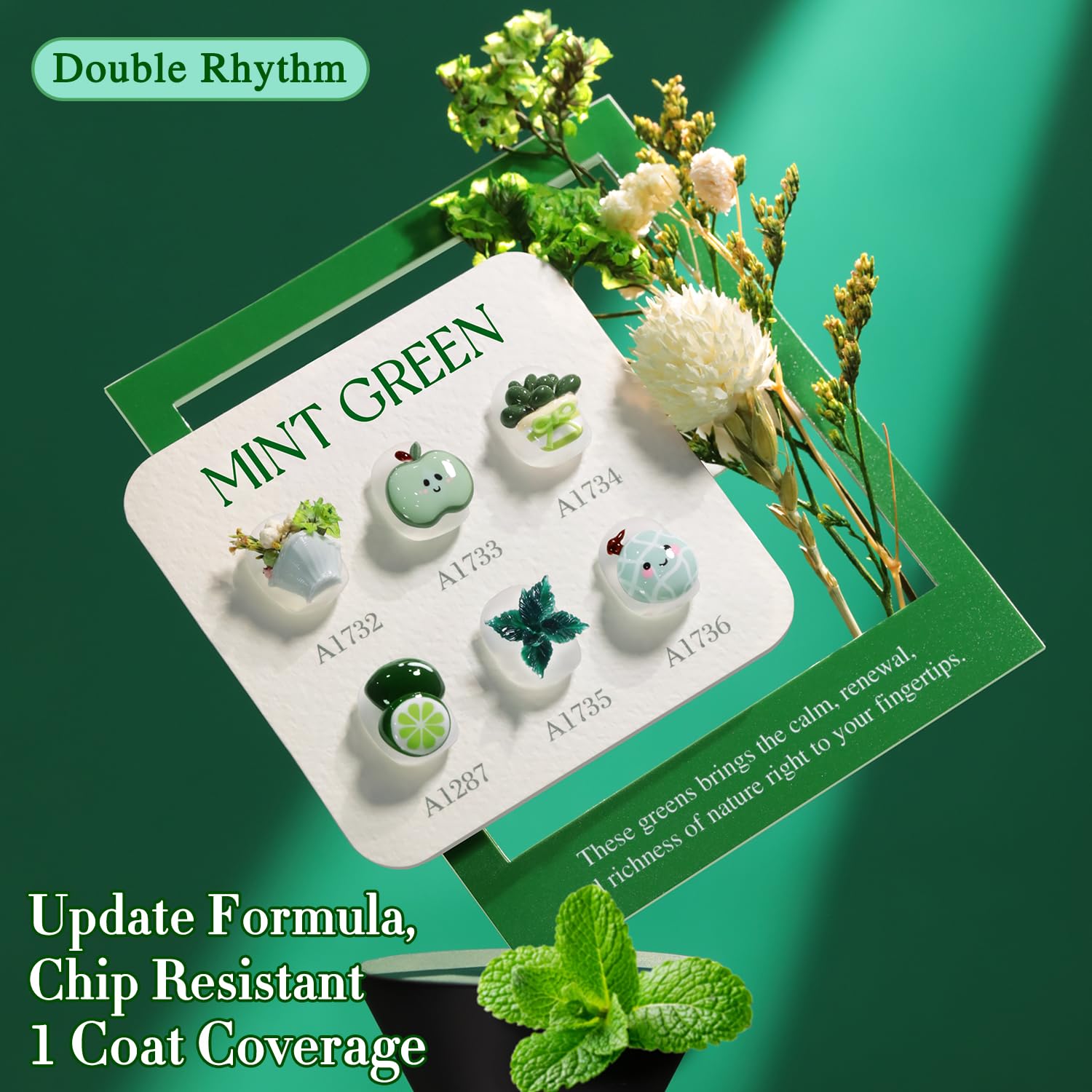 Double Rhythm 6-Pcs 15ml Gel Polish Set – Dark Mint Frost | Soak-Off Nail Kit