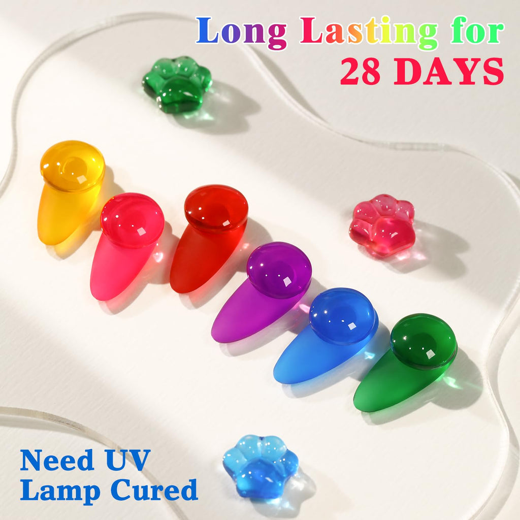 Double Rhythm 6 Pcs Gel Polish Set 15ml – Jelly Yellow, Pink, Red, Purple, Blue & More (Soak Off)