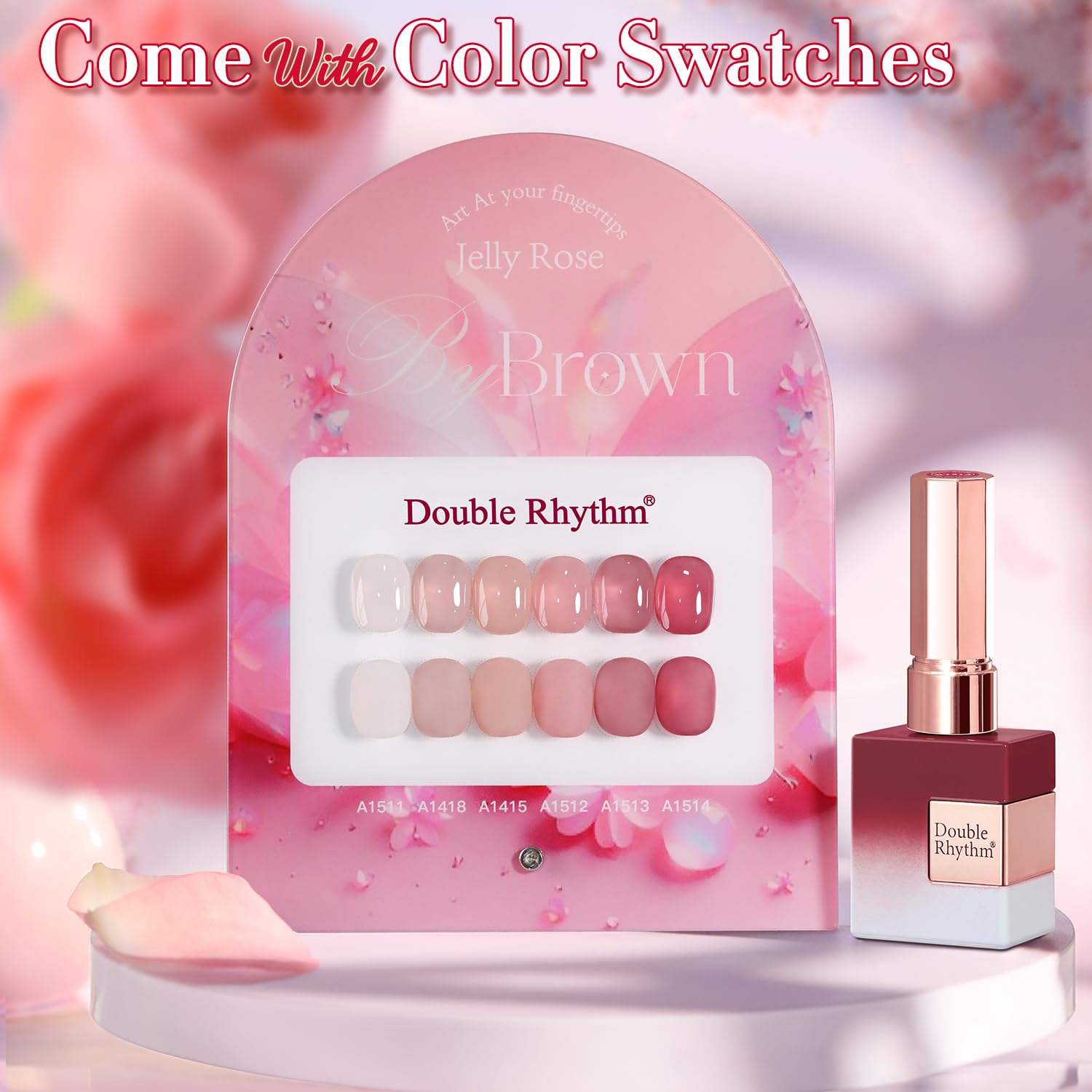 Double Rhythm 6 Pcs 15ml Gel Polish Set – Soak-Off, Jelly Translucent Rose Pink & Burgundy Red (T6-2)