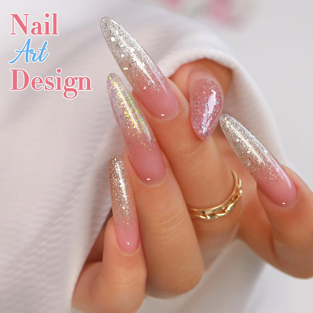 Double Rhythm 0.5 oz Glitter Gel Polish Set – 6 Colors with Display Board, 15 ml Full Size Kit
