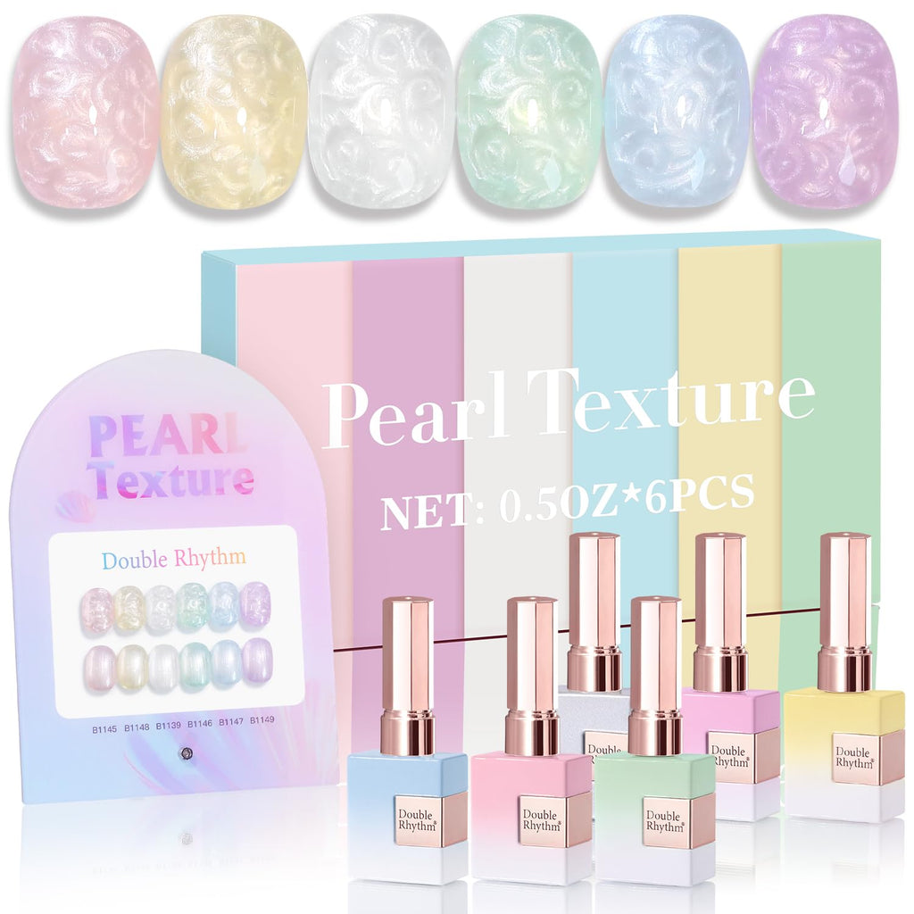 Double Rhythm 6 Pcs 15ml Gel Polish Set – Soak-Off Nail Kit (Pearl Pink to Purple)