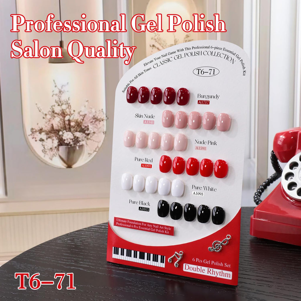 Double Rhythm 6 Pcs 15ml Gel Polish Set – Same Color, Soak Off, DIY Nail Kit