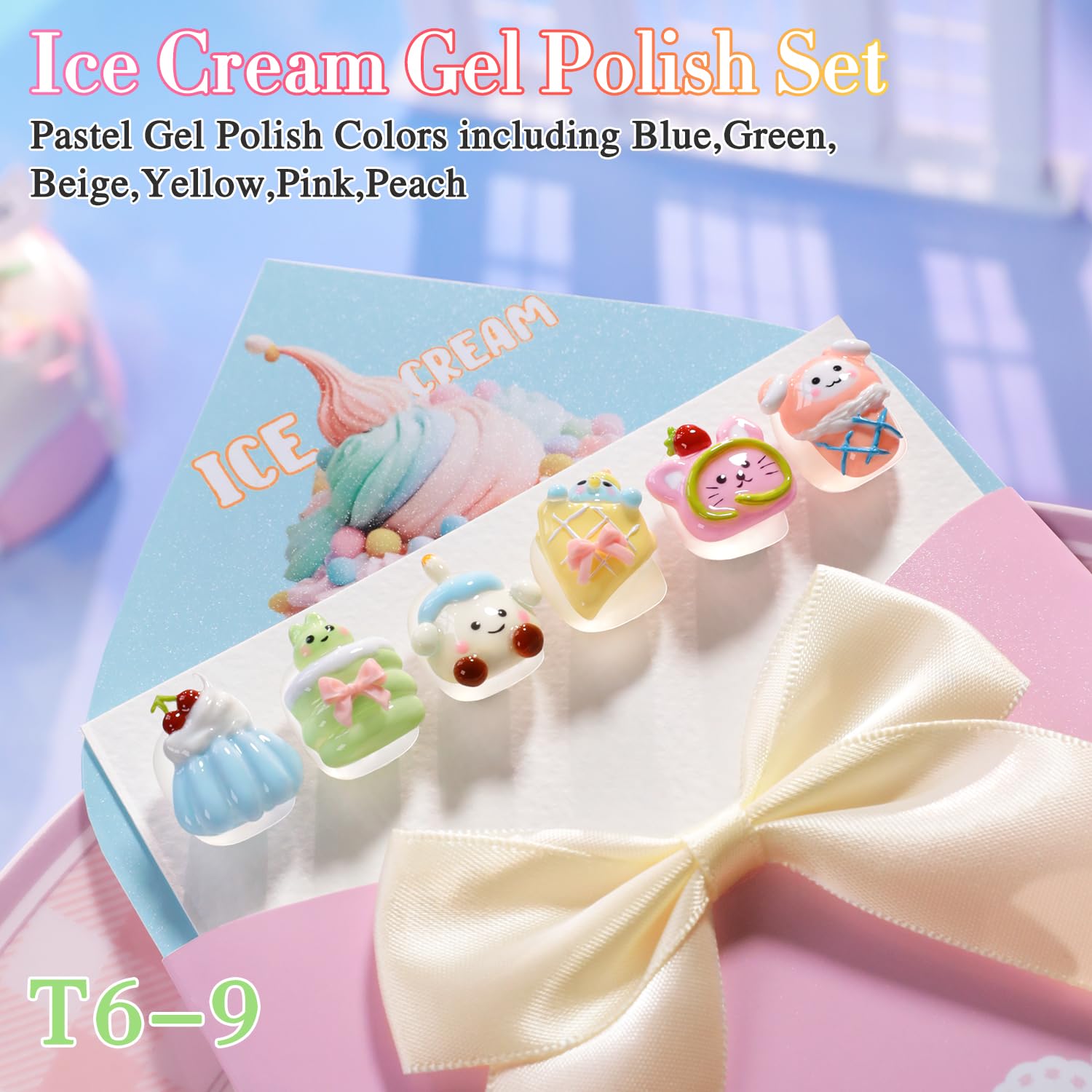 Double Rhythm 6 Pcs 15ml Gel Polish Set – Same Color & Bottle, Soak-Off Kit (Blue/Green/Beige/Yellow/Pink/Orange)