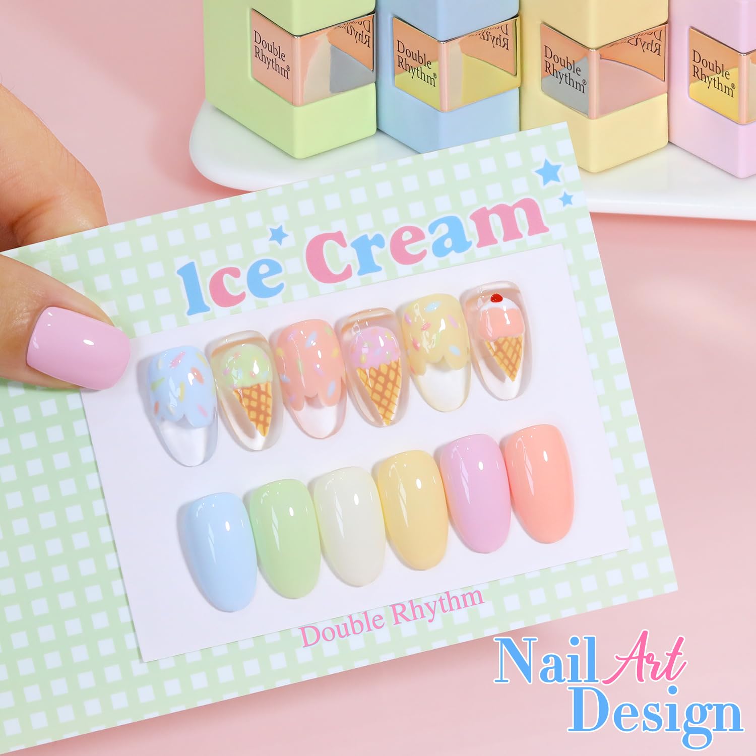 Double Rhythm 6 Pcs 15ml Gel Polish Set – Same Color & Bottle, Soak-Off Kit (Blue/Green/Beige/Yellow/Pink/Orange)