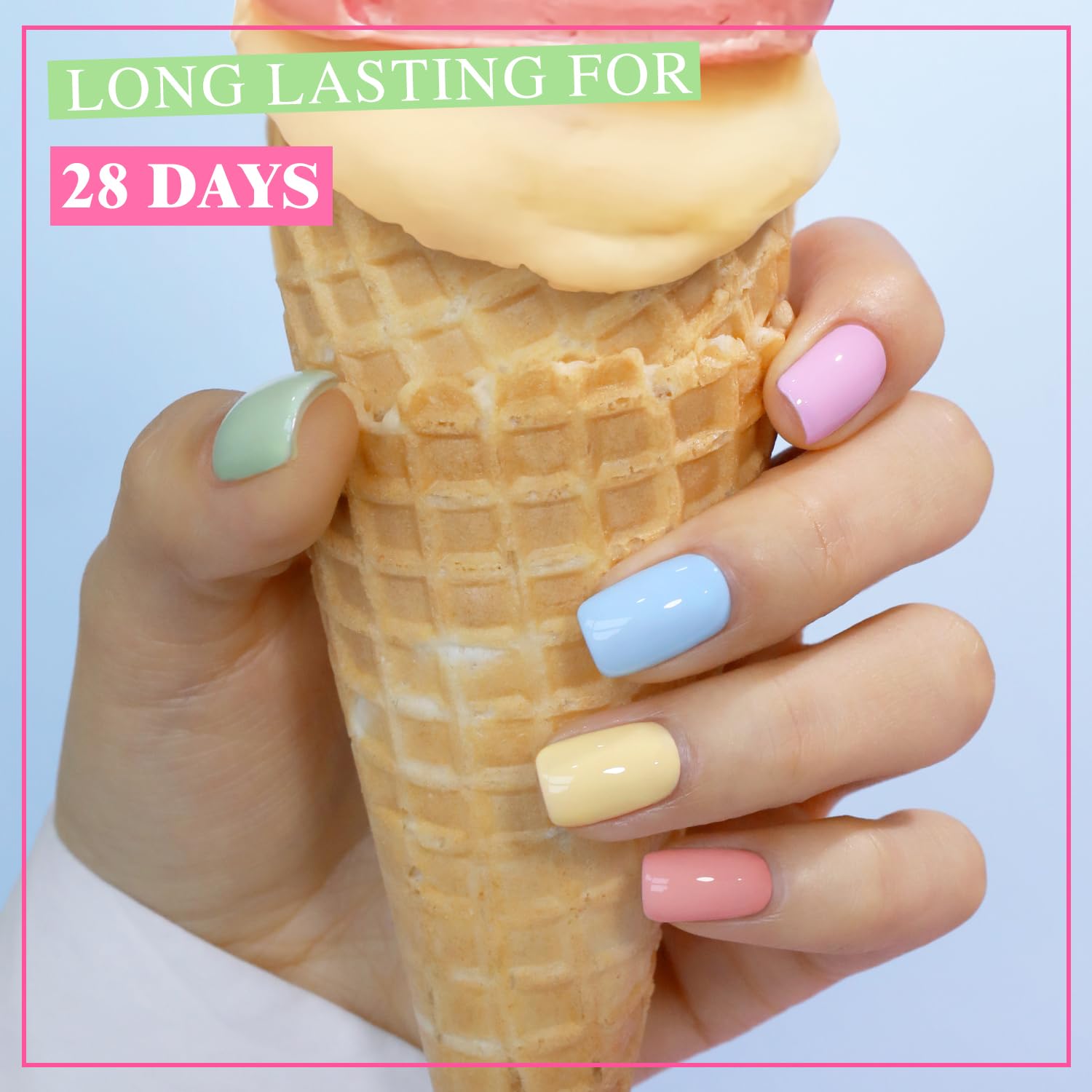 Double Rhythm 6 Pcs 15ml Gel Polish Set – Same Color & Bottle, Soak-Off Kit (Blue/Green/Beige/Yellow/Pink/Orange)