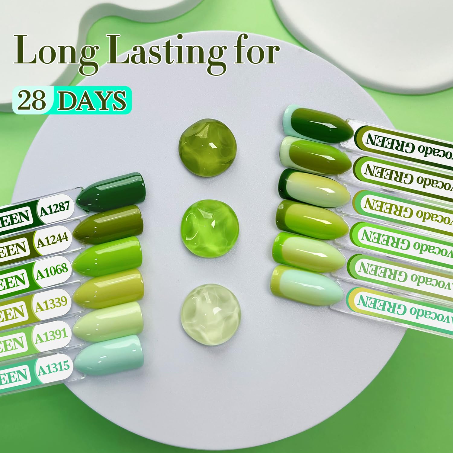 Double Rhythm 6 Pcs Gel Polish Set – 15ml Each in Light Dark Green Olive Teal