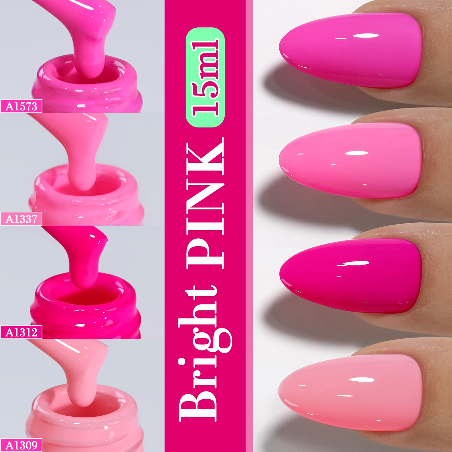 Double Rhythm 6 Pcs 15ml Gel Polish Set – Neon Pink & Purple (T6-13) Soak-Off Kit